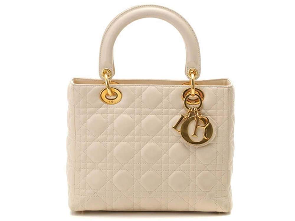 Christian Dior Lady handbag Ivory White lambskin